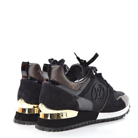 louis vuitton run away black monogram|louis vuitton black suede sneakers.